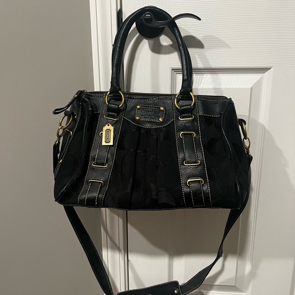 Vintage Coach Black Handbag with Gold Accents - Picture 1 of 4